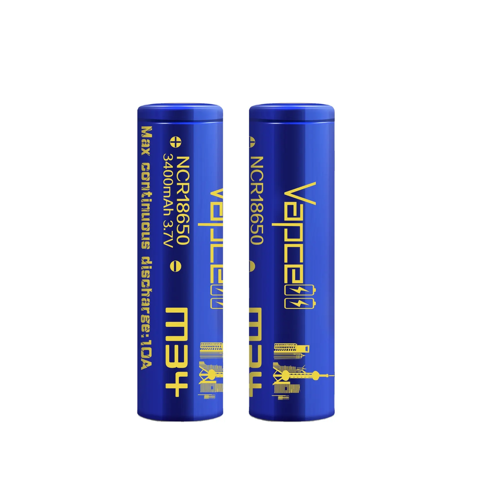 Vapcell 18650 de alta capacidad 3400mAh 10A recargable de litio de la batería de iones de NCR18650 para herramienta eléctrica batería 18650 M34 baterías