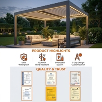 3x3, 3x4, 4x4, 6x3m Aluminium-Pergola-Pavillon, Wasserdichte Lamellenpergola mit Fernbedienung für Kleingärten und Balkone