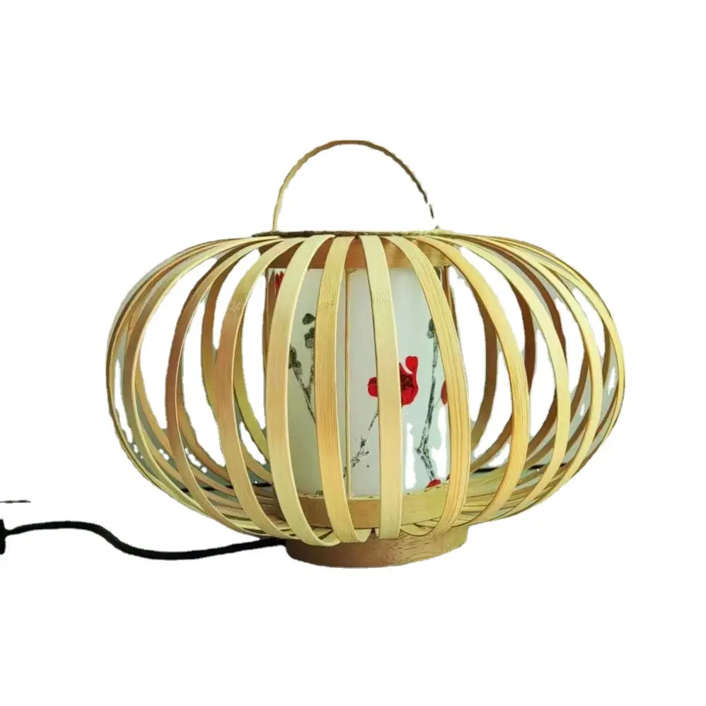 Lowest Price Natural Rattan Table Lamp Bamboo Lampshades For Home Decor Modern Design Rustic Style Bedside Desk Lamp