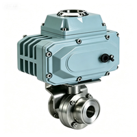 Válvula de Bola Sanitaria Eléctrica de 3 Piezas, Paquete Completo, Acero Inoxidable 304/316L, Conexión Soldada, Estándar ISO para Líquidos