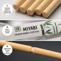 Palillos de Sushi Cuadrados de Bambú Natural con Empaque de Papel Personalizado, Vajilla Japonesa para Restaurantes, Venta al por Mayor para Servicios de Catering