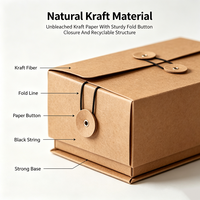 Kotak Hadiah Kertas Kraft Logo Kustom  Hadiah Makanan Kopi Camilan Barang Kecil Kotak Kemasan Hadiah Portabel Dengan Penutup Kancing