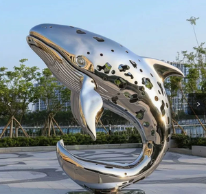 Estatua de Delfín/ ballena de Acero Inoxidable Pulido a Espejo, Personalizada, Moderna, de Metal, Animal <span class=keywords><strong>Marino</strong></span>, para Decoración de Jardín, <span class=keywords><strong>Hotel</strong></span>, Exterior - Product Image 4