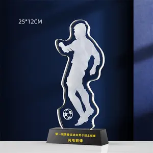 High quality crystal ball basketball football racing trophy award, wholesale custom glass baseball trophies trophy and medal