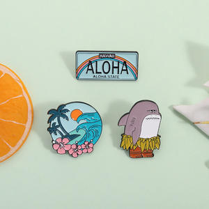 Broche de Moda con Diseño de Dibujos Animados de Hawái, Insignia de Aleación para Viajes de Verano a la Playa, Pin de Esmalte <span class=keywords><strong>Aloha</strong></span> para <span class=keywords><strong>Surf</strong></span> - Product Image 2