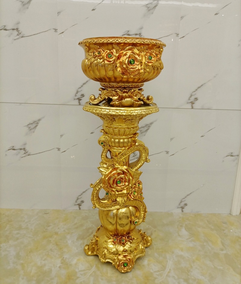 Jarrón de piso Rosa oro antiguo