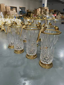Home Decor Luxury Flower Glass <strong>Vase</strong> Glass &amp; <strong>Crystal</strong> <strong>Vases</strong> Large Carved Brass <strong>Crystal</strong> <strong>Vases</strong> for Centerpieces - Product Image 2