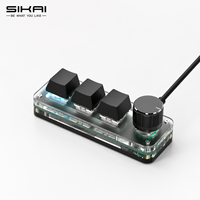 SIKAI 3 Tombol 1 Kenop Mini Keypad USB-C RGB Mini Keyboard Mekanik Kontrol Volume Pintasan Kustom untuk Pengeditan Video Pekerjaan Kantor