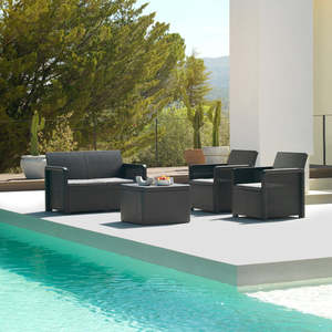 Set da Giardino Contemporaneo con Contenitore - Nassau Comfort, Divano a 4 Posti, Poltrone e Tavolo in Plastica Riciclata - Product Image 2