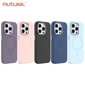 Mutural Best Seller Liquid Silicone Cute Candy Phone Case For IPhone 15 Pro Max Luxury Magnetic Phone Case