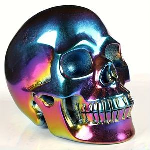 Crâne en obsidienne aura naturelle de guérison en gros, cadeau unique pour lui/elle, objet de collection pour la maison ou l'affichage sur table - Product Image 4