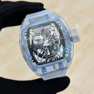 Montre-bracelet de luxe haut de gamme en cristal, édition limitée, saphir, automatique, mécanique, tourbillon, hip-hop, sport, bracelet en caoutchouc - Product Image 3