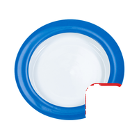 Assiette à soupe Unisono Plus spéciale 22 cm en porcelaine bleue de haute qualité, aide à manger à une main, écologique pour une véritable culture de la table