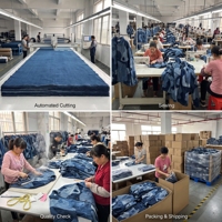 Veste Sashiko personnalisée pour homme, patchwork Boro, indigo, coutures contrastées, col pointu, OEM ODM, faible MOQ, vente en gros, approvisionnement rapide