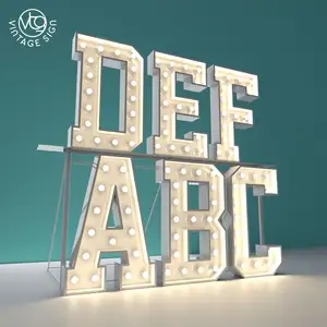 Letras grandes a z iluminação diy, letras de 3 pés de iluminação para festa, números de marcador com luzes personalizadas de metal