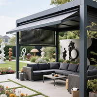 Bioclimatic Système de toit en aluminium à persiennes 4x4 Abri de jardin avec pergola électrique Louvre Gazebo d'extérieur Cadre enduit de poudre