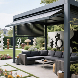 Bioclimatic Système <span class=keywords><strong>de</strong></span> toit en aluminium à persiennes <span class=keywords><strong>4x4</strong></span> <span class=keywords><strong>Abri</strong></span> <span class=keywords><strong>de</strong></span> <span class=keywords><strong>jardin</strong></span> avec pergola électrique Louvre Gazebo d'extérieur Cadre enduit <span class=keywords><strong>de</strong></span> poudre - Product Image 1