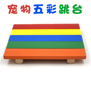 Plataforma de salto de madera colorida para hámster, chinchilla, juguete de ejercicio, escalón arcoíris, suministros para mascotas pequeñas, 20x18x2,3 cm - Product Image 3