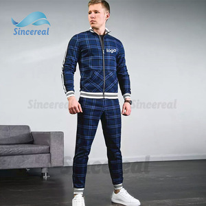 Ropa Deportiva Personalizada Para <span class=keywords><strong>Hombre</strong></span>, Chándal de <span class=keywords><strong>Gimnasio</strong></span> para <span class=keywords><strong>Hombre</strong></span>, Conjunto Informal de Dos Piezas a Cuadros, <span class=keywords><strong>Moda</strong></span> de Primavera y Otoño - Product Image 3