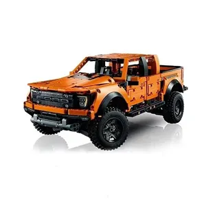 Orange Ford-Ra ptor F-150 Pickup car 1379pcs blocks Compatible with Technic Legoing RC Super Racing Car Building Blocks toys