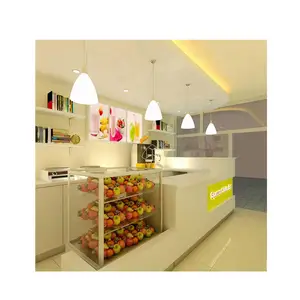 Barra de frutas de diseño interior de tienda de jugos moderna al por menor