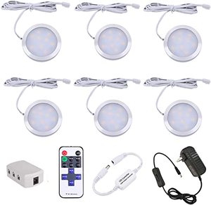Chất lượng cao 6-gói không dây dẫn Puck ánh sáng 2W nhôm đèn tủ Dimmable <span class=keywords><strong>utilitech</strong></span> siêu mỏng dẫn Puck điều khiển từ xa - Product Image 1