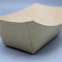 Boîte à nourriture jetable en papier kraft, plateau de bateau en papier brun pour les collations aux fruits, revêtement UV pour les nouilles à sushi des fournisseurs