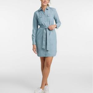 Vestido casual de verano para mujer, midi, con encaje floral bordado, cintura natural, estilo camisa, con botones al frente y ajuste holgado. - Product Image 1