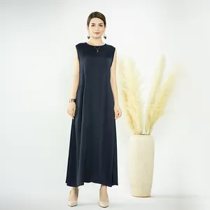 Soft And Comfortable Abaya Dubai 2024 Elegant Sleeveless Women's Inner Wear Solid Color Polyester Inner Dress For Abaya