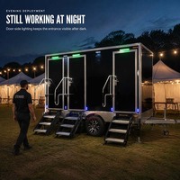 Remorque de toilettes de luxe à 3 postes avec éclairage LED, unité de toilettes mobiles, installation rapide pour chantier et événements extérieurs