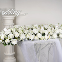 Boule de fleurs artificielles en soie et mousse PE, rose et gypsophile, blanches, luxueuses, colorées, faites à la main, légères, antibactériennes, pour mariage