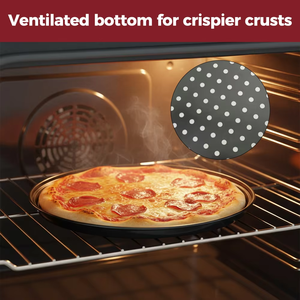 Plateau à <span class=keywords><strong>pizza</strong></span> rond en acier au carbone écologique antiadhésif avec trous <span class=keywords><strong>28</strong></span>*32CM - Product Image 4