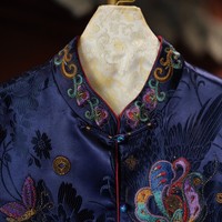 Vêtements pour femmes originaux haut de gamme, fourrure de vison bleue épissée avec soie de mûrier, doublure en brocart Song, gilet chaud de style chinois, nouveau modèle 5913
