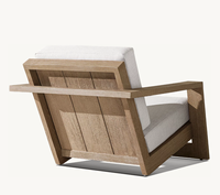 REYES Chaise de loisirs Mobilier d'extérieur Chaise de piscine en teck Chaise longue en teck Canapé d'extérieur à coussin épais Chaise longue avec pouf
