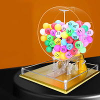 Machine de loterie de bureau en bois rotative manuelle pour jeu de bingo Set 50/100 boules avec jetons de bingo et marqueur Jumbo Small Portable