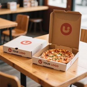 Custom Recyclable Pizza <b>Boxes</b> with Logo Corrugated Board UV Logo Print for Restaurant Promotion - Product Image 1