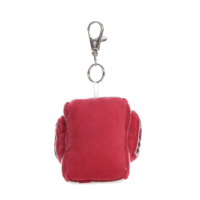 Porte-clés robot en peluche brodé, rouge et blanc, motif géométrique, pendentif carré en peluche, breloque de sac, fermoir métallique