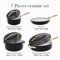 SANLANG Batterie de cuisine en céramique antiadhésive à induction, casseroles et poêles en aluminium pressé avec poignée en acier inoxydable