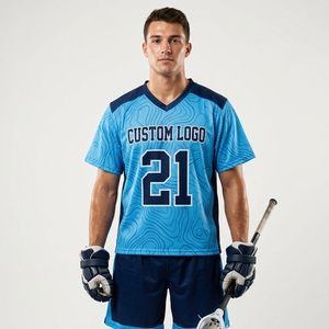 Jersey de Lacrosse Unisex Rojo 100% Poliéster, Cuello en V, Manga Corta, Transpirable, Multifuncional, con Logotipo y Número Personalizados, Kit de Equipo - Product Image 5