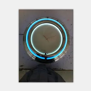 جولة الجملة الصين مصنع سعر 17 بوصة إطار بلاستيك فارغة وجه الساعة الكلاسيكية تصميم مطلي بالكروم النيون ساعة حائط