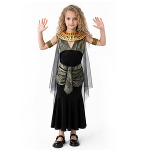 Costume de Cléopâtre égyptienne pour filles de 8 à 13 ans, robe de jeu de rôle pour fête d'Halloween avec col et cape - Product Image 3