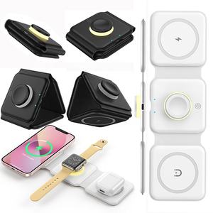 Chargeur <span class=keywords><strong>sans</strong></span> <span class=keywords><strong>fil</strong></span> magnétique 3-en-1 rapide 5W-15W avec veilleuse pour montre, téléphone et écouteurs QC3.0/PD/PPS Type-C Support pliable - Product Image 3