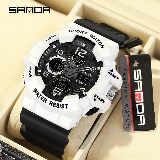 SANDA 3168 Brand Fashion Digital Style Watch Men Digit Shock Resistant Sports Watches Man Waterproof Electronic Wristwatch Mens
