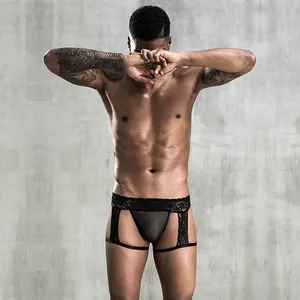 Amazon sıcak satış Boxer külot erkekler için seksi dantel erotik eşcinsel açık iç çamaşırı erkek olgun adam moda külot