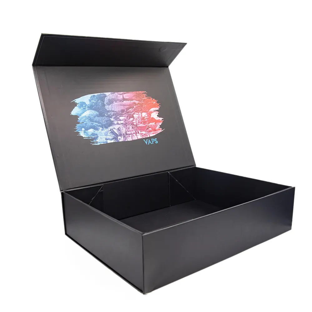 Черная Складная жесткая картонная упаковка с логотипом на заказ, Большие магнитные подарочные коробки с откидной крышкой для обуви