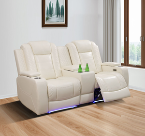 Moderno Conjunto de Sofá Reclinable Cuadrado Extensible de Cuero Genuino con Función de Enfriamiento para Sala de Estar - Product Image 6