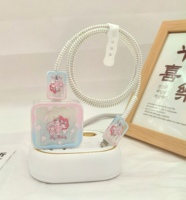 Coque de protection en PVC motif dessin animé mignon pour chargeur 18W/20W, étui de protection pour tête de câble iPhone 14/13, protège-câble
