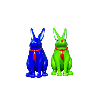 Fiberglass Cartoon <b>Rabbit</b> Sculpture Outdoor <b>Garden</b> Decor Modern Animal Shape Glossy Finish Freestanding Landscape <b>Ornament</b> - Product Image 5