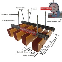 Techos suspendidos de metal perforado, listones lineales de aluminio en forma de U, techo de baffles, diseño de techo falso con acabado de madera para restaurantes