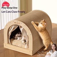 Arbre à chat en sisal avec nid et griffoir, résistant à l'usure, design deux-en-un, utilisable toute l'année, style vent d'été charmant